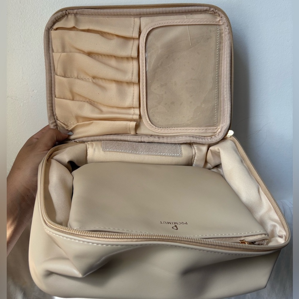 Travel Beige Makeup Bag New !